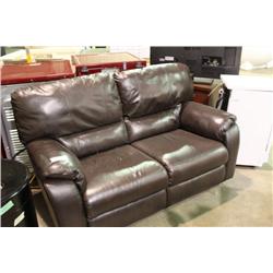 BROWN LEATHER ELECTRIC RECLINING LOVE SEAT
