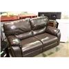 Image 1 : BROWN LEATHER ELECTRIC RECLINING LOVE SEAT