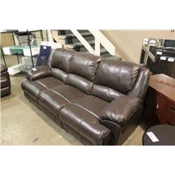 2 PIECE BROWN LEATHER RECLINING SOFA LOVESEAT