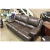 Image 1 : 2 PIECE BROWN LEATHER RECLINING SOFA LOVESEAT