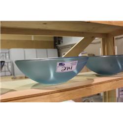 FROSTED BLUE GLASS ABOVE COUNTER BOWL SINK
