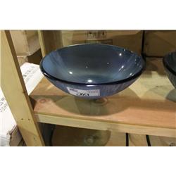 DECORATIVE BLUE GLASS ABOVE COUNTER BOWL SINK