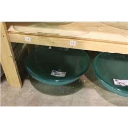 FROSTED GREEN GLASS ABOVE COUNTER BOWL SINK