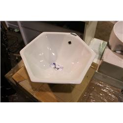 WHITE HEXAGON BATHROOM SINK