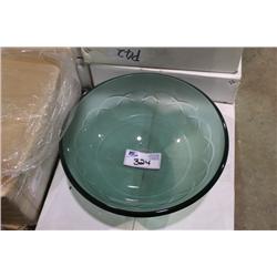 BLUE GLASS DECORATIVE ABOVE COUNTER BOWL SINK