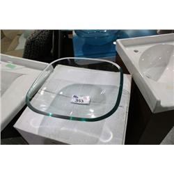 SQUARE CLEAR GLASS ABOVE COUNTER BOWL SINK
