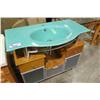 Image 1 : AQUA GLASS TOP & CHERRY BATHROOM VANITY