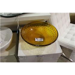 AMBER DECORATIVE GLASS ABOVE COUNTER BOWL SINK