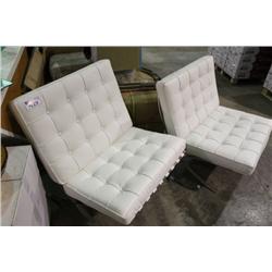 2 MODERN WHITE & METAL OCCASIONAL CHAIRS