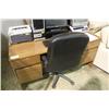 Image 1 : BROWN DESK & BLACK OFFICE CHAIR