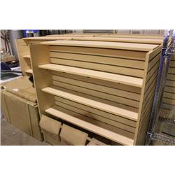 LOT OF MAPLE MOBILE DISPLAY SHELVING
