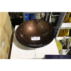 LOT OF SHINY BLACK GLASS ABOVE COUNTER BOWL SINKS