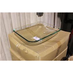 LOT OF CLEAR GLASS RECTANGULAR ABOVE COUNTER BOWL