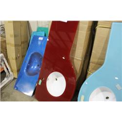 3 WHITE & RED SPARKLE GLASS BATHROOM