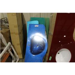 LOT OF ASSORTED GLASS COUNTER SINKS