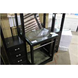 ESPRESSO 5 PIECE GLASS TOP BATHROOM VANITY SET