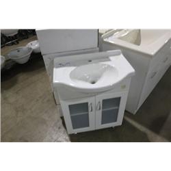 WHITE ON WHITE 2 DOOR BATHROOM VANITY SET SM-600