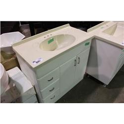 3 DRAWER 2 DOOR WHITE ON IVORY BATHROOM VANITY