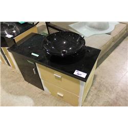BLACK GLASS & WHITE BATHROOM VANITY SET YD-067