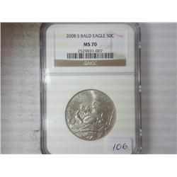 2008-S BALD EAGLE HALF DOLLAR NGC MS70