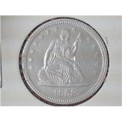 1858 SEATED LIBERTY QUARTER (UNC)