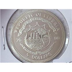 2000 LIBERIA $5 PROOF (PEARL HARBOUR)