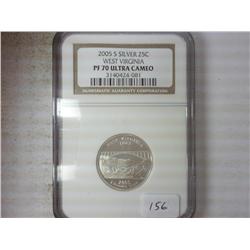 2005-S SILVER WV QUARTER NGC PF70 ULTRA CAMEO