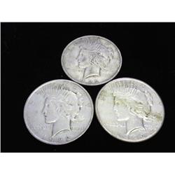 1922-P/D/S PEACE SILVER DOLLARS (3 COINS)