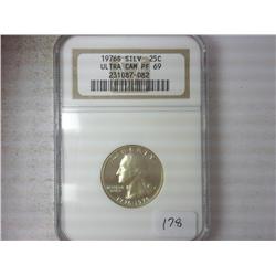 1976-S WASHINGTON SILVER QUARTER NGC PF69