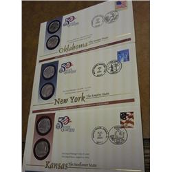 3 US 50 STATE QUARTERS FDC'S (KANSAS, NY, OK)