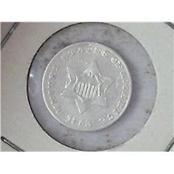 1853 THREE CENT PIECE (SILVER) (FINE)