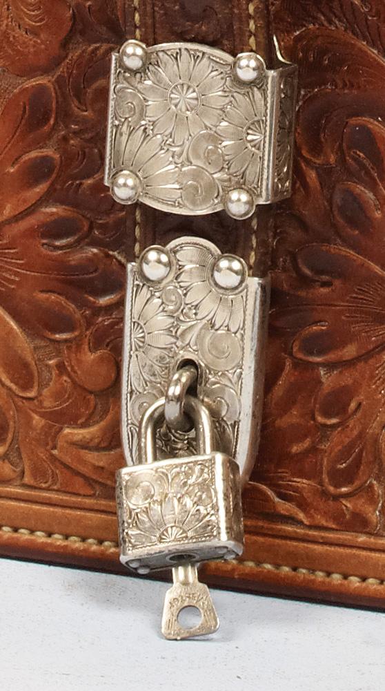 Exquisite Murray Studios Floral Carved Leather Briefcase