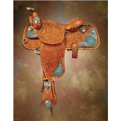Silver & Turquoise Mounted Saddle with Breast Collar