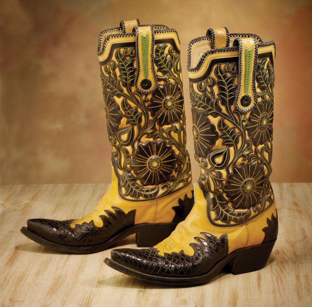 black and yellow cowboy boots