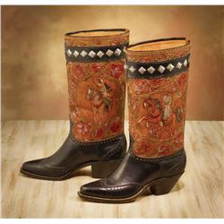 Two Pair of Sammy Sisco exquisitely Tooled Ladies Boots