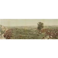 Hand Colored Cattle Drive Picture