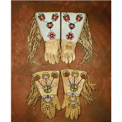 2 Pair Plateau Beaded and Fringed Gauntlets
