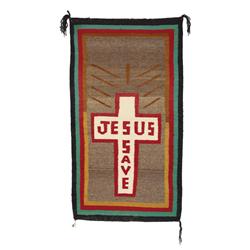 Jesus Saves Navajo Weaving
