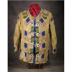 Northern Plains Man’s Pictorial Beaded Coat