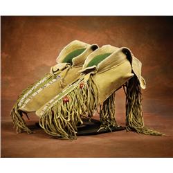 Kiowa Beaded and Fringed Moccasins
