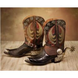 Custom-made Hyer-Olathe Boots adorned with Silver Flowers