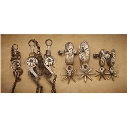 3 Mexican Bits and 2 Pair of Mexican Spurs