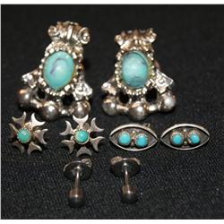 FOUR PAIR OF NAVAJO EARRINGS