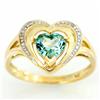 1.14ct Heart Green Topaz Diamond 9k Gold Ring (JEW-9394X)