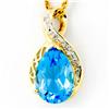 2.44ct Swiss Bl Topaz Diamond 9k Gold Pendant (JEW-9292X)
