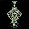 61ct Vintage Rich Red Ruby & Cz Sterling Pendant (JEW-2151)
