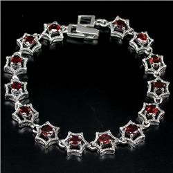 105ctw Deluxe Red GarnetSterling Bracelet (JEW-2269)
