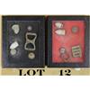 Image 1 : Lot of two small riker cases of Civil War dug  up artifacts including six lead bullets,  several uni