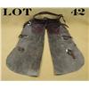 Image 1 : N. Porter, Phoenix, AZ marked pair of child’s  leather chaps in overall good condition  three metal 