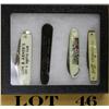 Image 1 : Lot of four collector advertising folding  knives in a riker case including a Souvenir  of Springfie